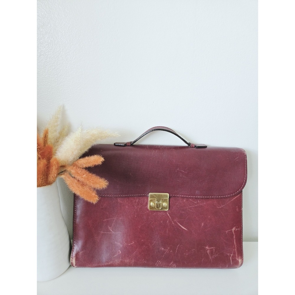 Vintage BOTTEGA VENETA 80's-90's Tuscan Red Leather Briefcase Portfolio Satchel